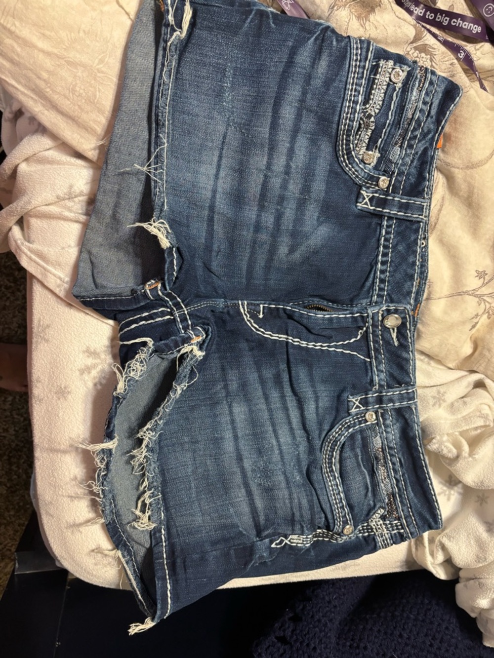 Rock Revival Distressed Dark Blue Women’s Denim Shorts